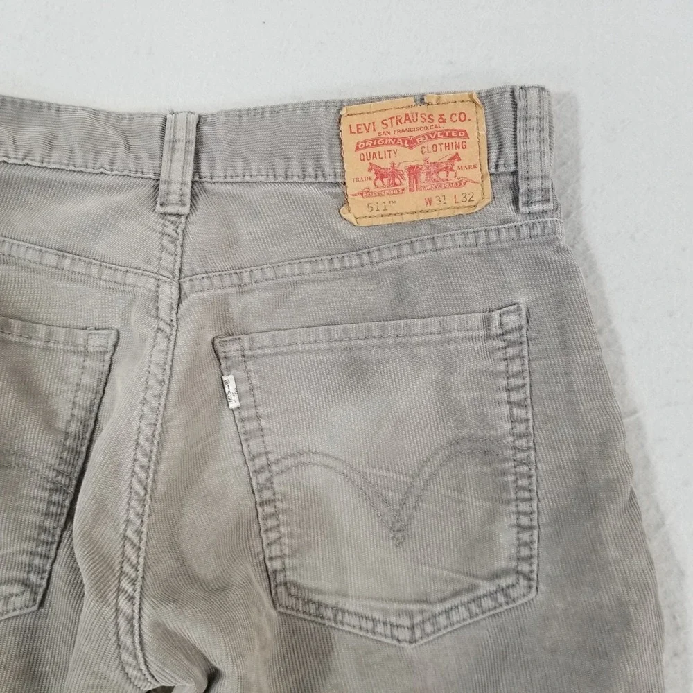 Levi's 511 jeans men's 31x32 skinny straight gray corduroy pants retro